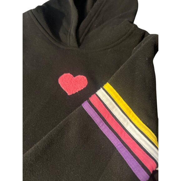 Lucky You Girls 2 Piece Sweat Suit Hoodie Sweatpants Stripes Heart Sz M 10 NWT - Picture 3 of 6